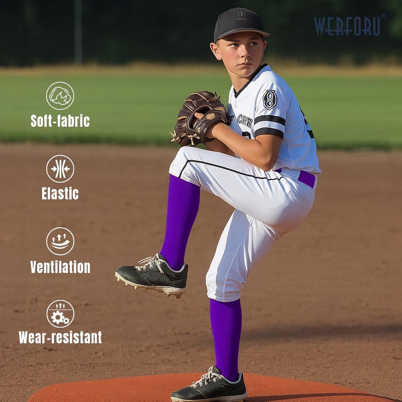 Werforu Baseball Socks and Non-Metal Nickel-Free Belt-Adjustable Belt with Non-allergic Plastic Buckle Softball Socks for kid - Image 4